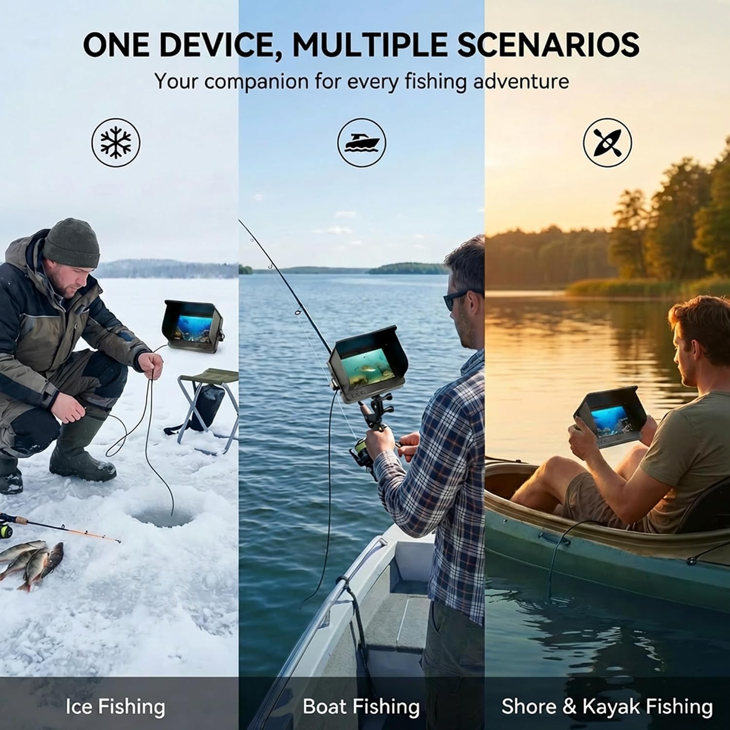 Portable Underwater Camera Fish Finder: 5 Inch IPS with 8000mAh Battery IP68 Waterproof Camera 220°Wide Angle for Lake & Murky Water | Depth Finder for Ice Fishing/Boats/Kayaks 9 817gMBZXD2L. AC SL1500
