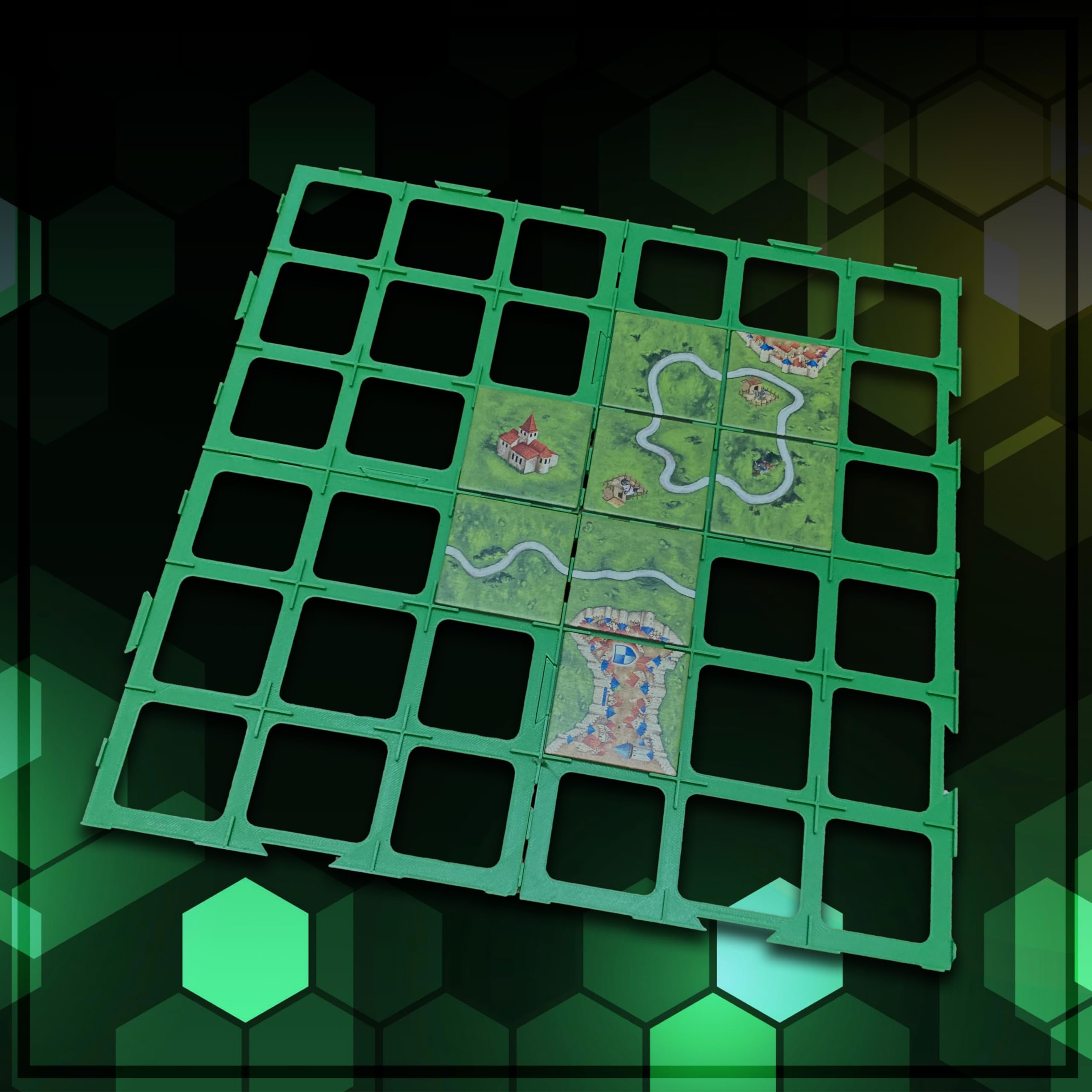20 Pack of Game Grids for Carcassonne Board Game Night - Green Game Grids for Strategy Game for Kids and Adults - Image 2