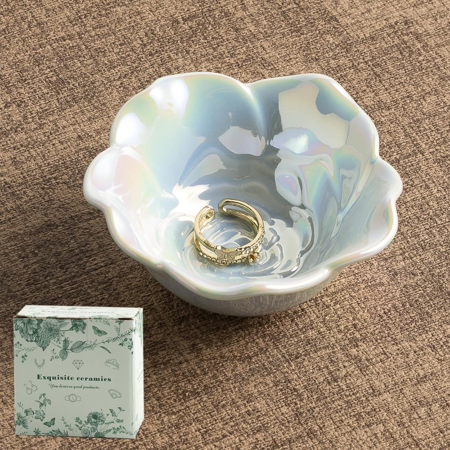 Small Rose Jewelry Dish, Ring Holder Dish, Ceramic Jewelry Tray