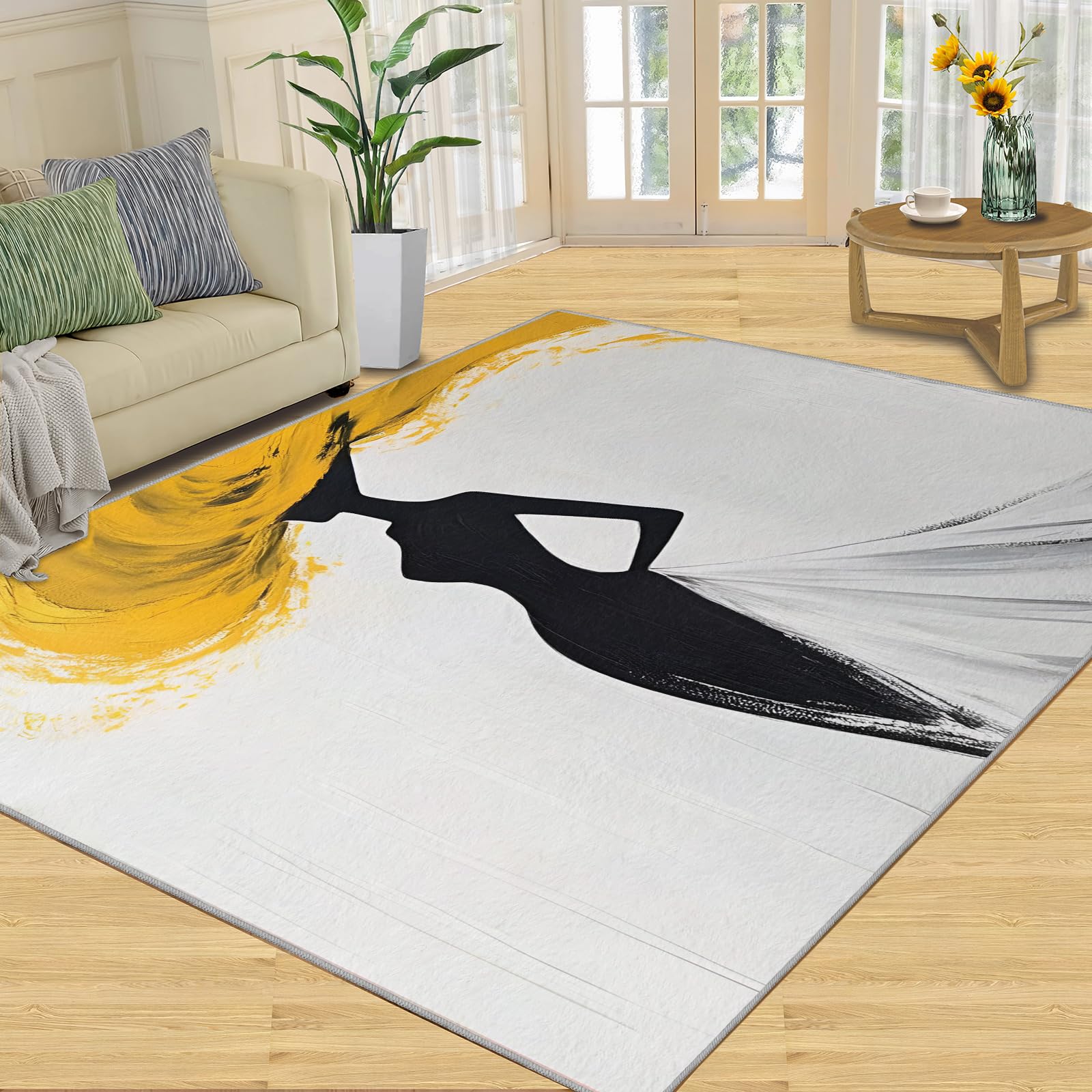 Tapis artistique pour femme ne perd pas ses poils pour chambre propre