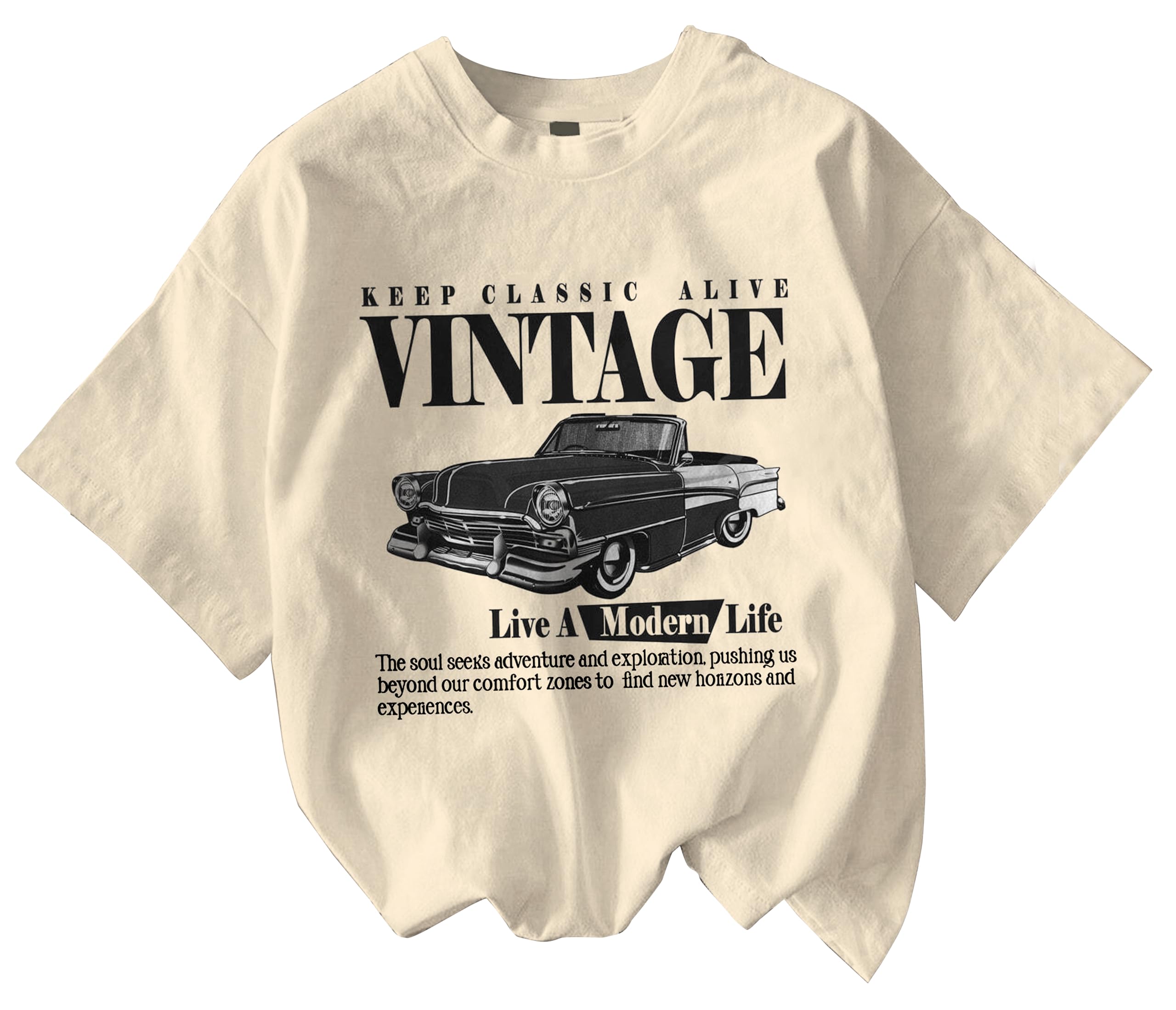 JawdrobeCotton Blend Oversized Fit Half Sleeve Printed Round Neck T-Shirt for Women