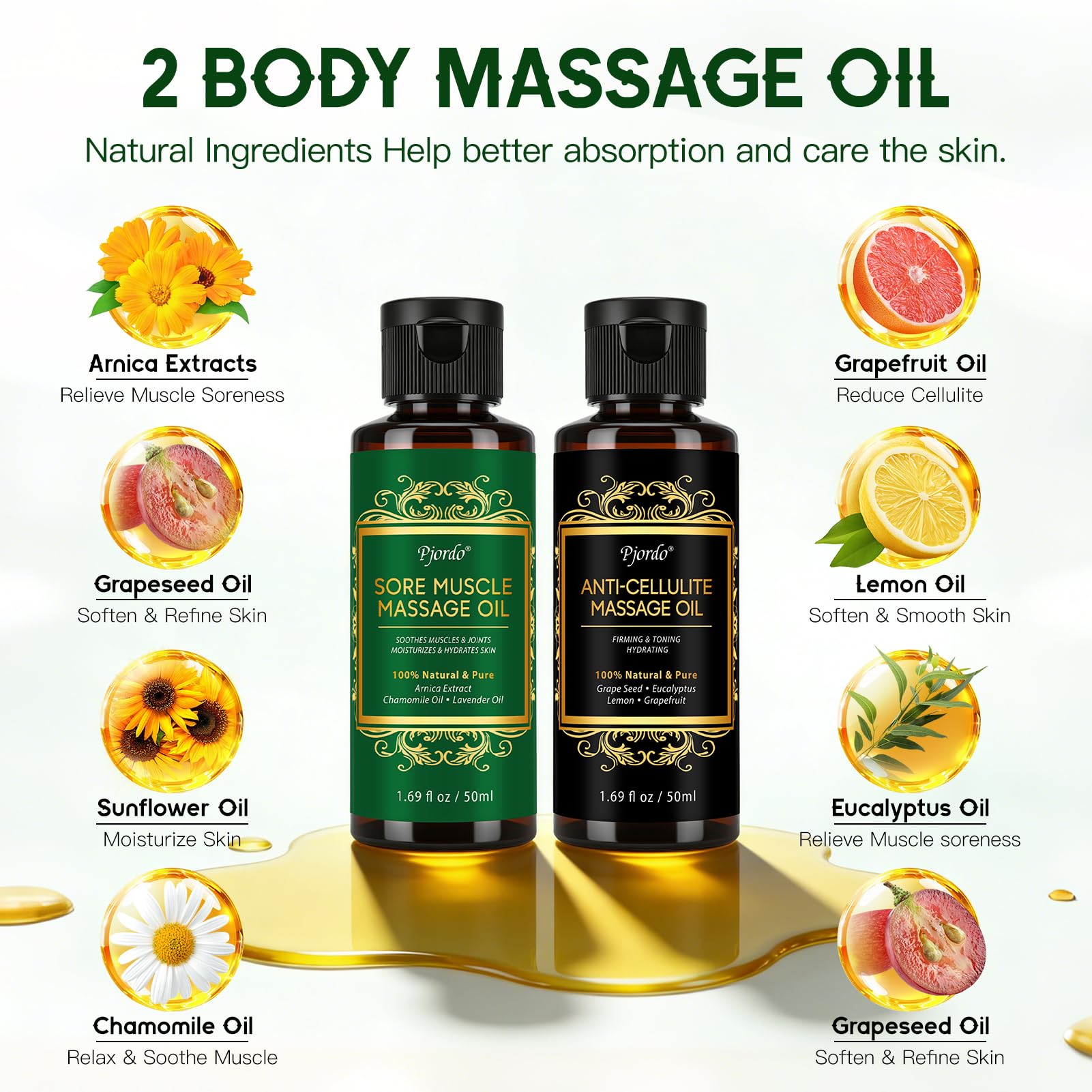 Pjordo Lymphdrainage-Massagegerät, Anti-Cellulite-Massagegerät mit Wärme, Licht & Vibration, reduziert Cellulite & Dehnungsstreifen, Körperformungsmaschine für Bauch, Arm & Bein, Massageöl hilft
