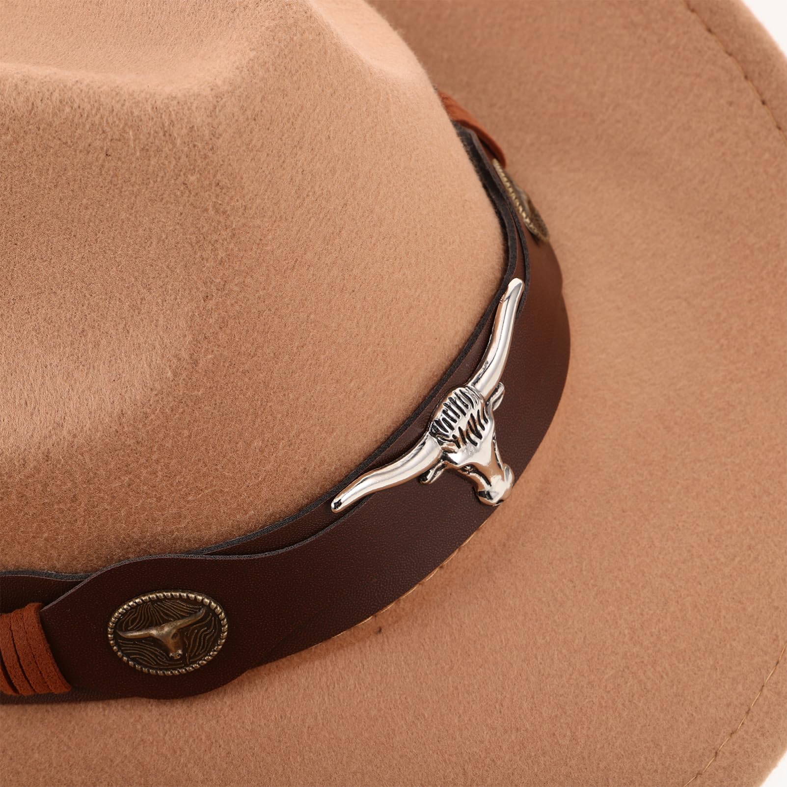 4pezzi Cappello Western da Uomo in Morbido Panno di Fibbia Regolabile per Protezione Solare Adatto Outfit Country e Eventi all Aperto