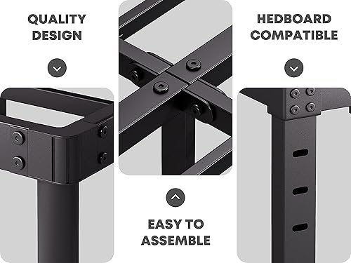 Miniatura 4 de Marco de cama individual, marco de cama de metal de 12 pulgadas, marco de cama individual, plataforma resistente, tamaño individual, no necesita