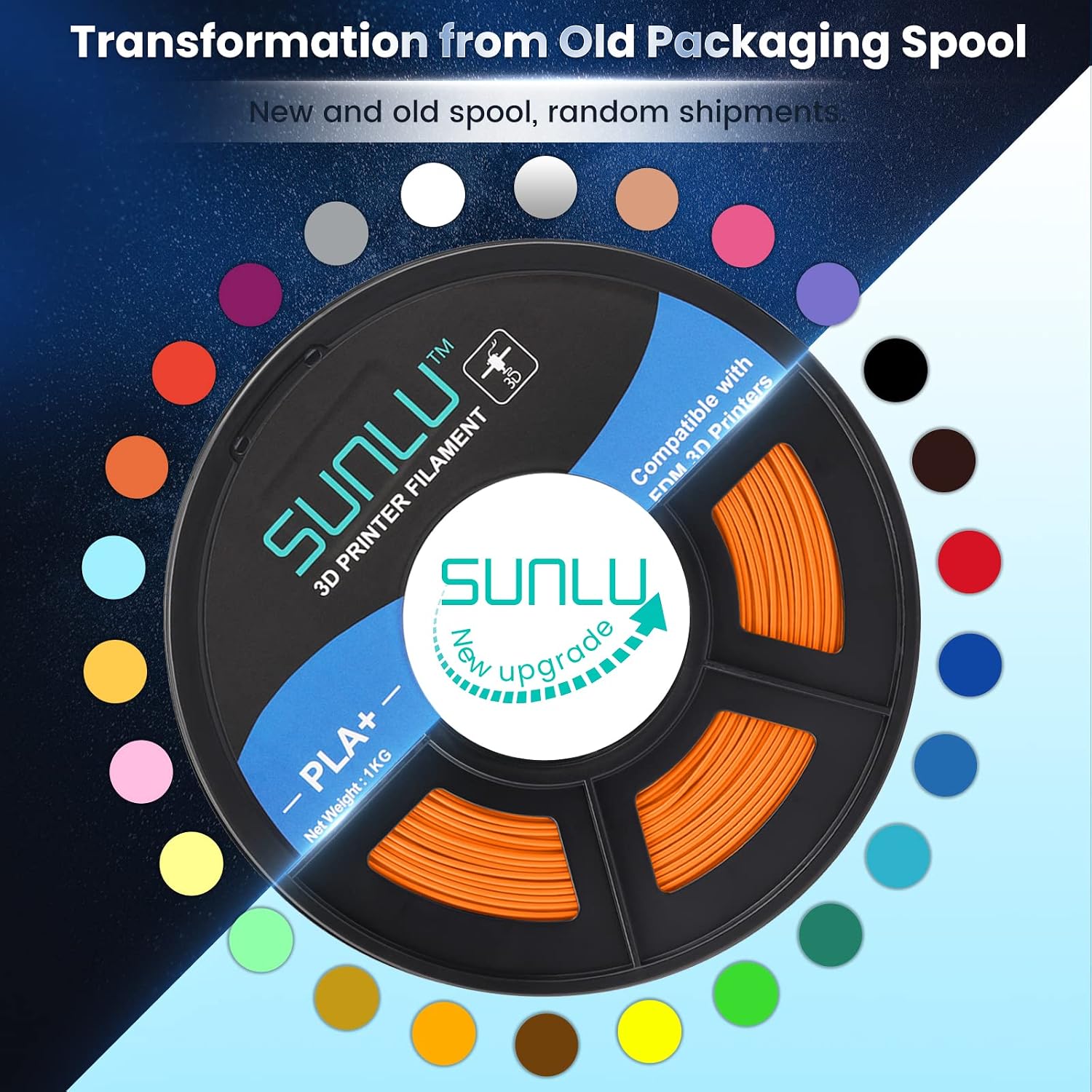 SUNLU 3D Printer Filament PLA Plus 1.75mm, SUNLU Neatly Wound PLA Filament 1.75mm PRO, PLA+ Filament for Most FDM 3D Printer, Dimensional Accuracy +/- 0.02 mm, 1 kg Spool(2.2lbs), Orange
