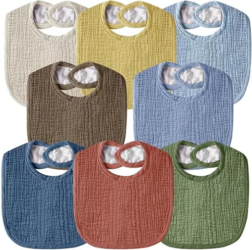 Miniatura 10 de Baberos de muselina para bebés para niños y niñas, baberos de algodón para babeo, baberos ajustables para recién nacidos para babeo y dentición