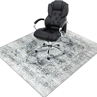 Homcomodar Bodenschutzmatte 120x150cm Stuhlmatten für Hartholzboden Boho Schreibtisch Stuhl Matte für Hartboden rutschfeste Schreibtisch Teppich für Bürostuhl(Grau)