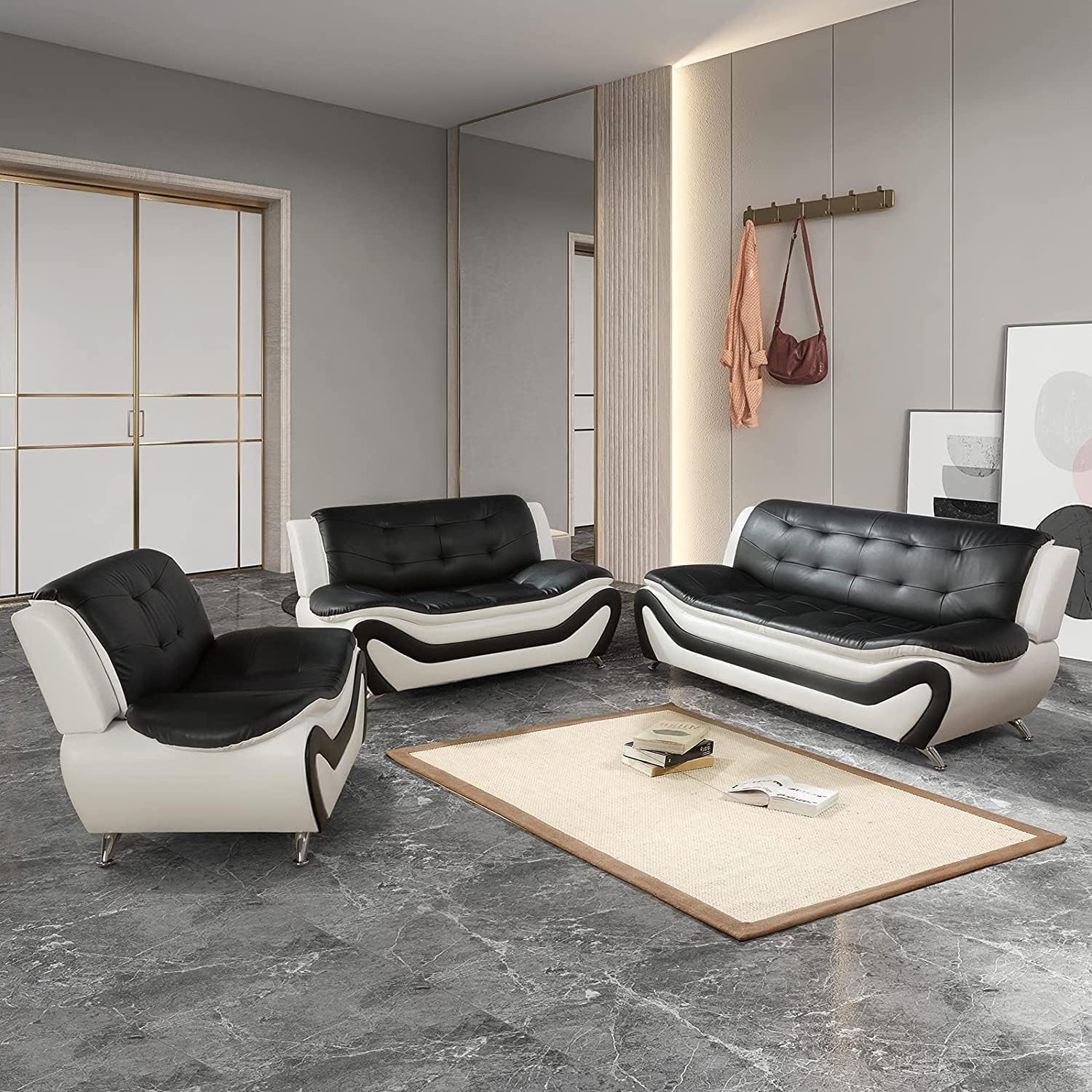 Amazon.com: AYCP Contemporary Living Room Furniture Set, Vegan