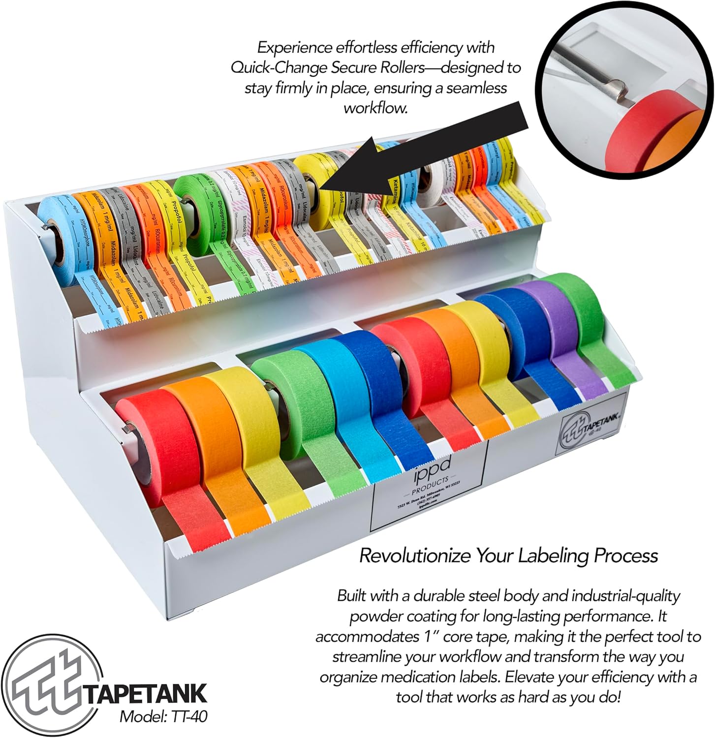 Generic TAPETANK Industrial Multi-Roll Tape Dispenser Holds 40 Rolls, TT-40
