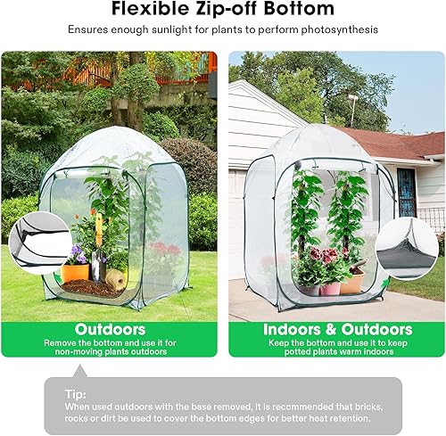Miniatura 5 de VIVOSUN Invernadero portátil de 39 x 39 x 63 pulgadas, con cubierta de PVC y base desmontable, desplegable y plegable instantáneo, mini invernadero