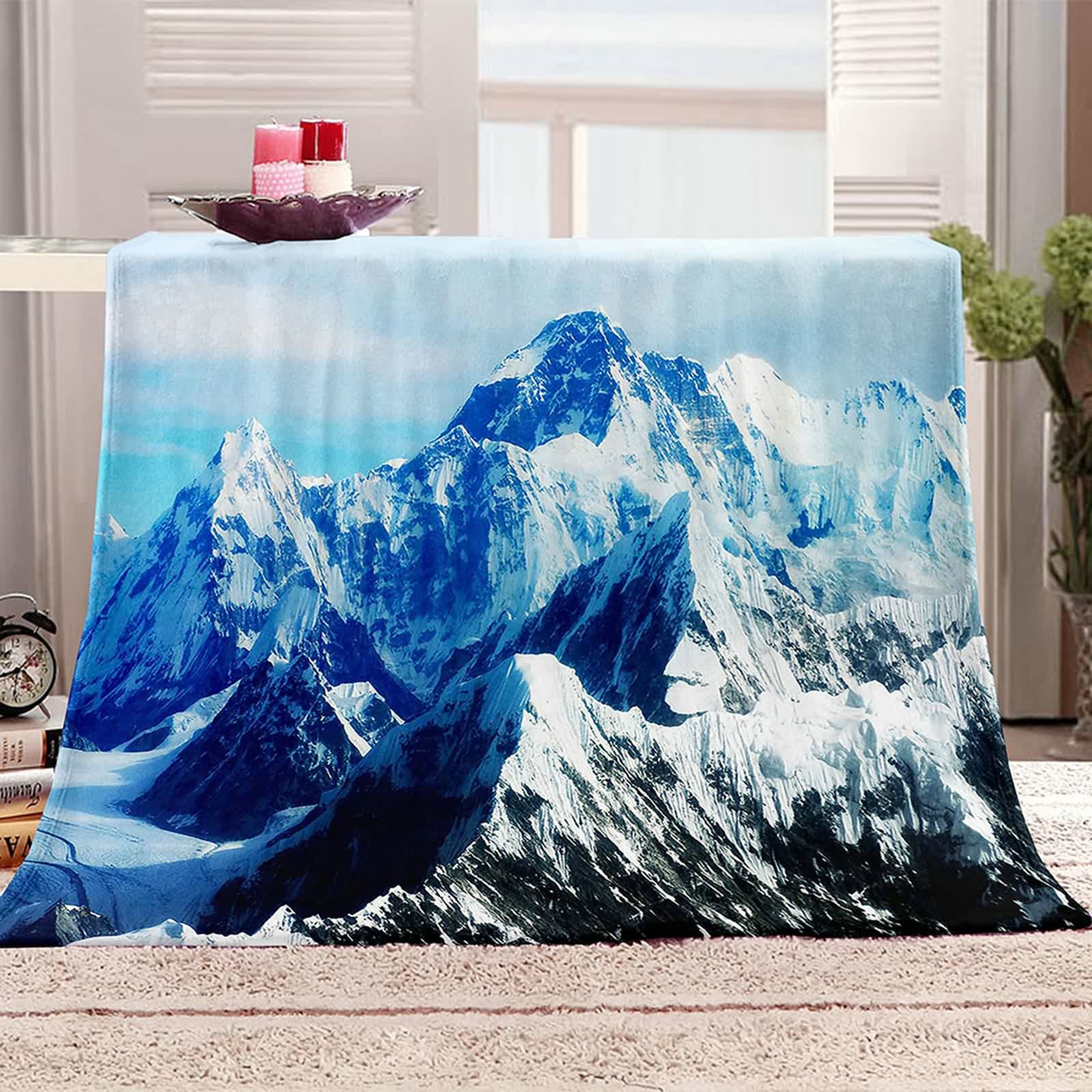 Aeici Couverture Polaire, Couverture Enfant Imprimé Couverture 160x200 cm Montagne de Glace Couverture Canapé Hiver Cadeau pour Adultes et Enfants