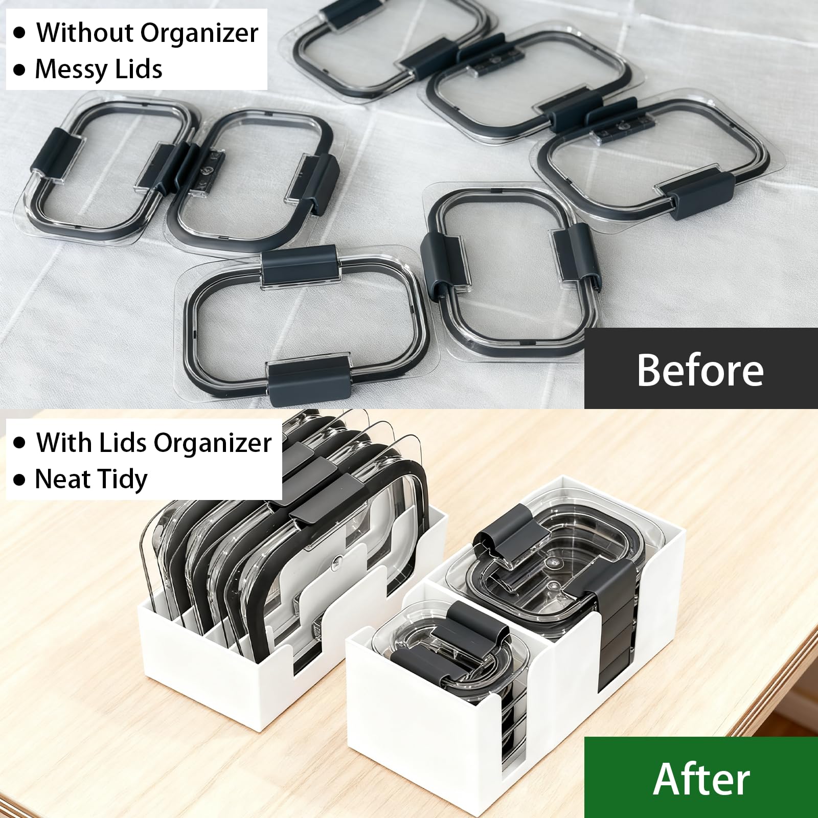 Tapa apilable para contenedores de alimentos Brilliance, estante de almacenamiento para armario de cocina que ahorra espacio (soporte de tapa de 300 ml)