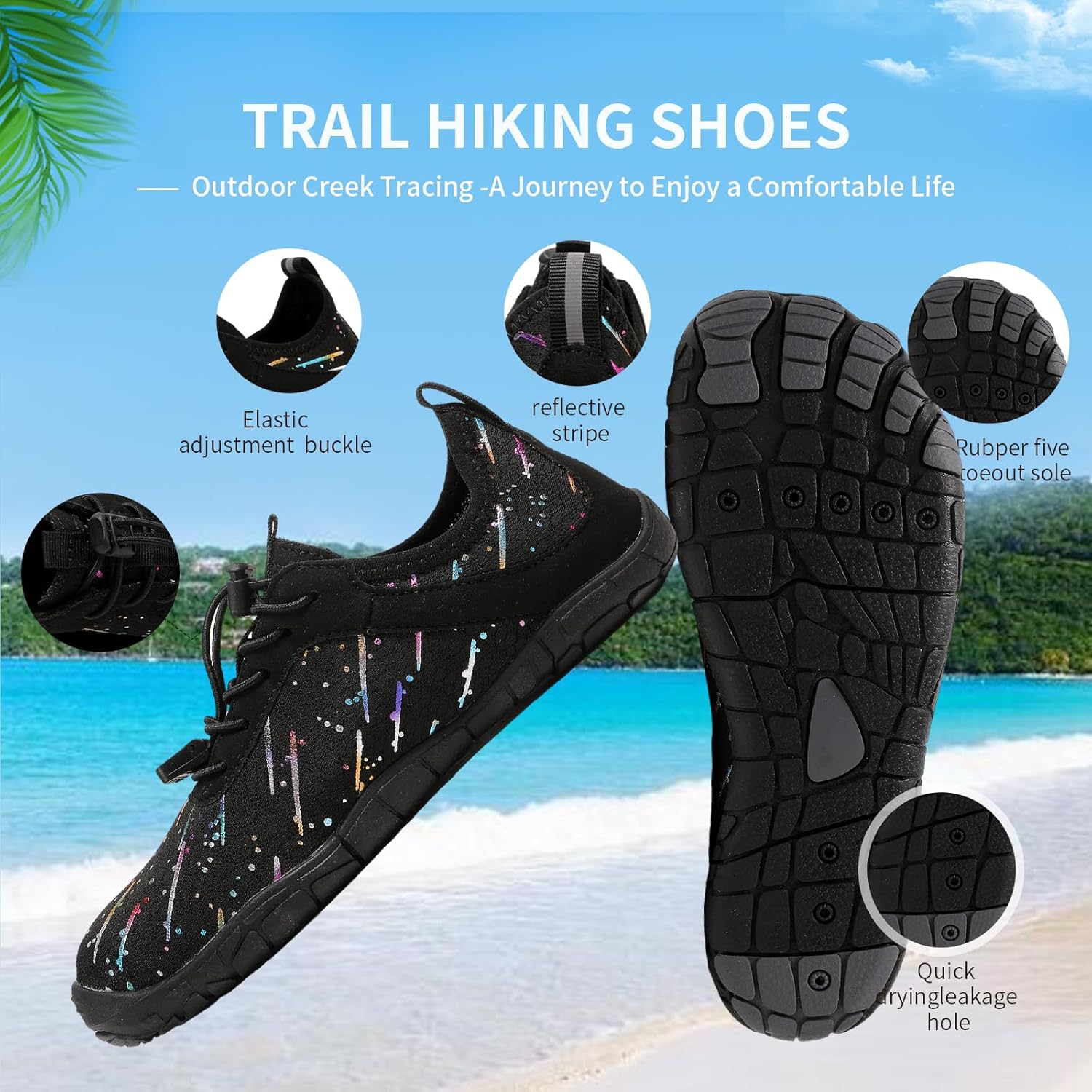 Hike Barefoot Shoes for Women Men, Breathable Non-Slip Athletic Footwear, Wide Toe Water Shoes for Hiking, Non-Slip Neuropathy Shoes for Women Men, Grounded Comfort wear - Image 4