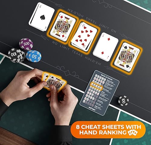 Miniatura 6 de Newverest Mesa de póquer de 70 x 35 pulgadas, tapete de póquer Texas Hold'em para noches de juego en casa de hasta 10 jugadores, blackjack, casino