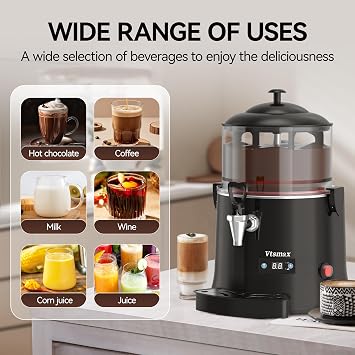 Commercial Hot Chocolate Machine, 5L/1.3Gal Beverage Dispenser, Black