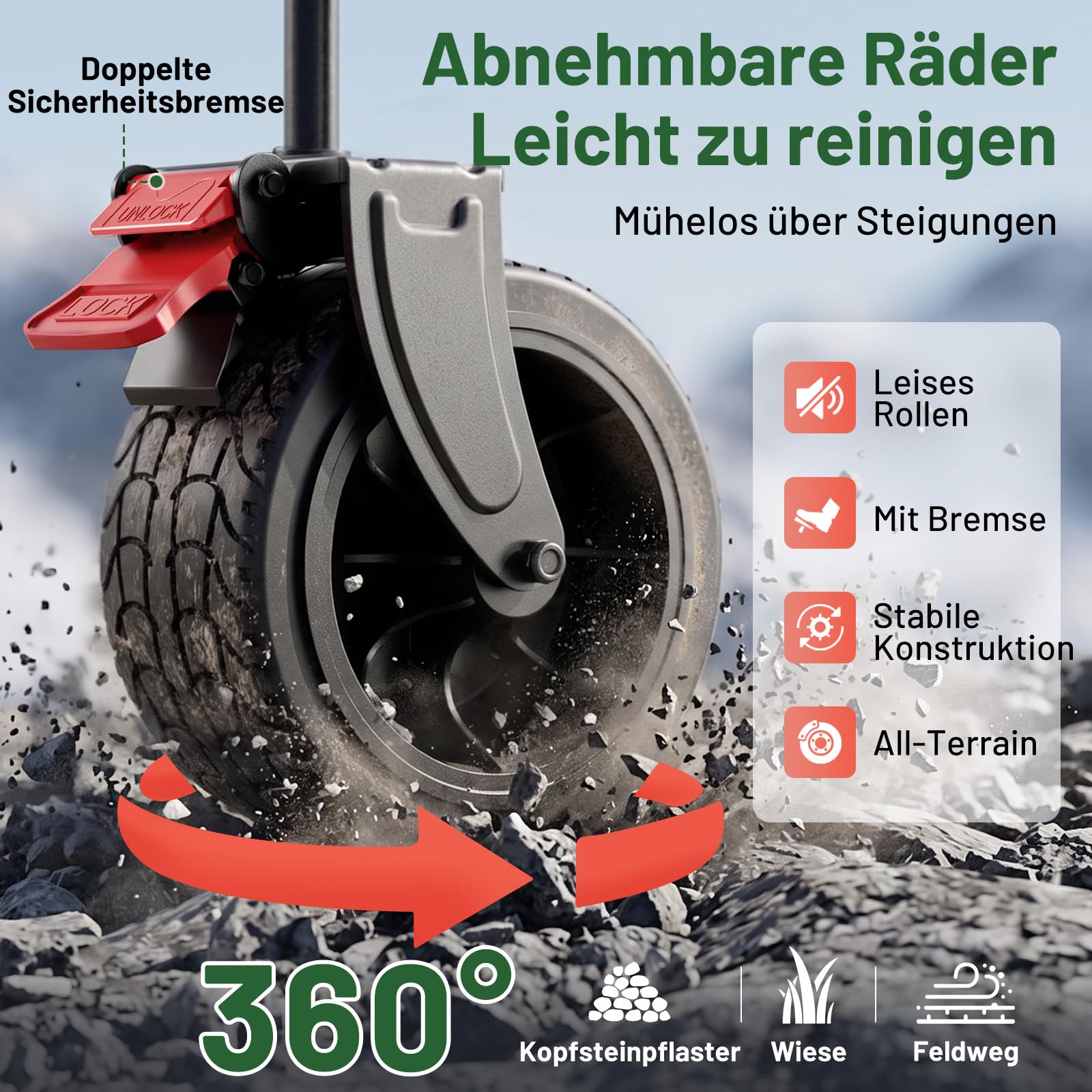 TIMBER RIDGE Faltbarer Bollerwagen 300L Klappbarer Strandwagen 150kg Traglast All-Terrain Räder mit Bremse