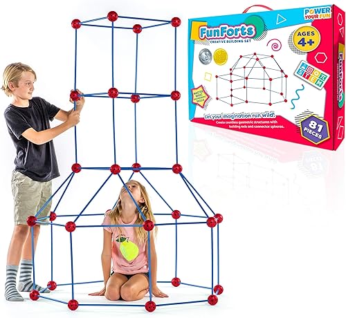 Power Your Fun Fun Forts Tienda para Niños - Kit de Juguetes STEM para Construcción de Fuertes de 81 Piezas, Kit de Juguetes de Construcción Tienda