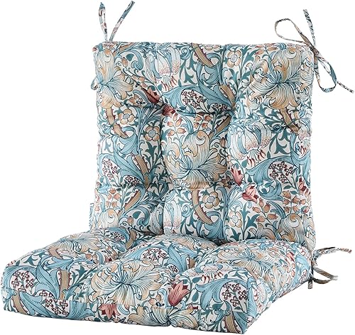 ARTPLAN Cojines para sillas de patio combinados para asiento y respaldo, cojín giratorio copetudo para exteriores con lazo, 40 x 20 x 4 pulgadas, 1