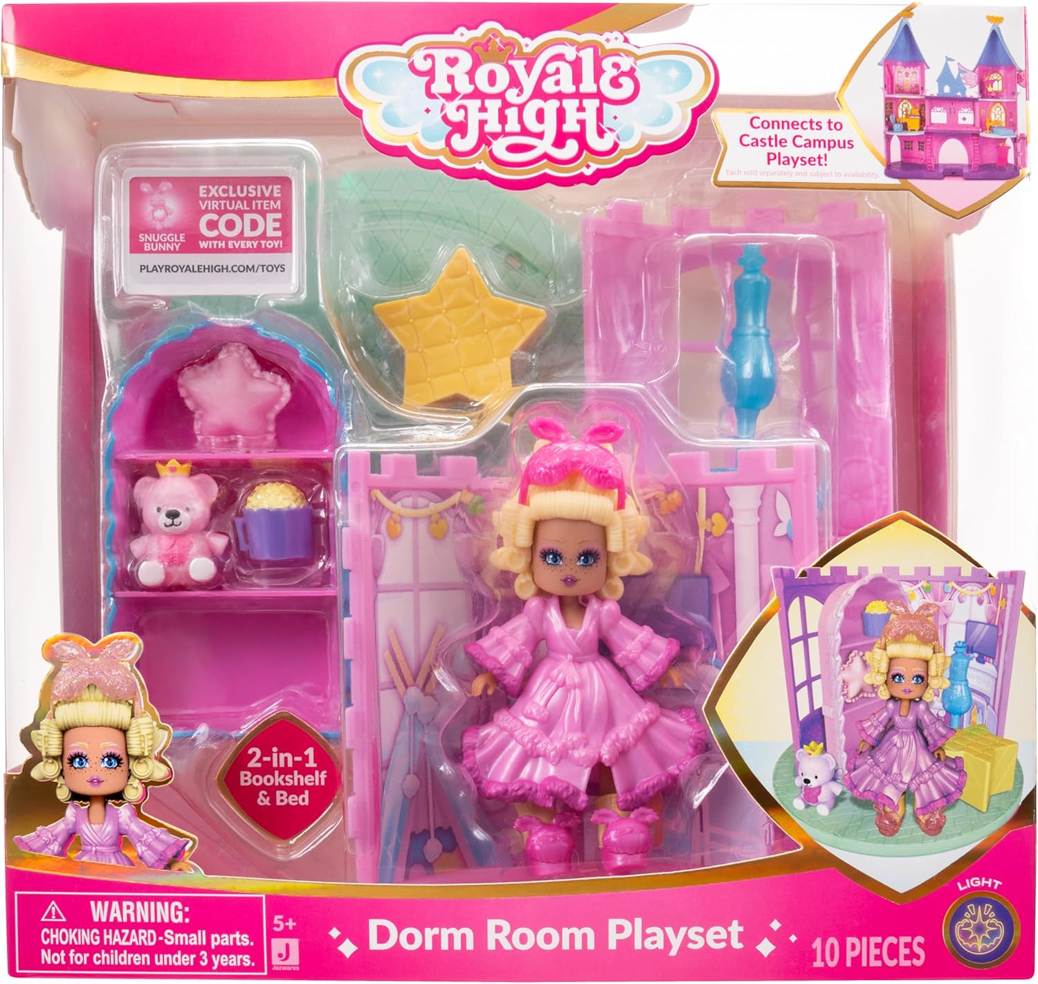 Royale High Dorm Room Playset - 1 Doll, 5 Accessories - Fits Inside Castle Playset - Virtual Item Code Included - Ages 5+
