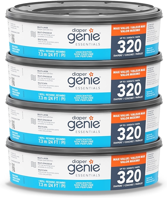 Diaper Genie Essentials Round Refills for Odor Control in the Nursery