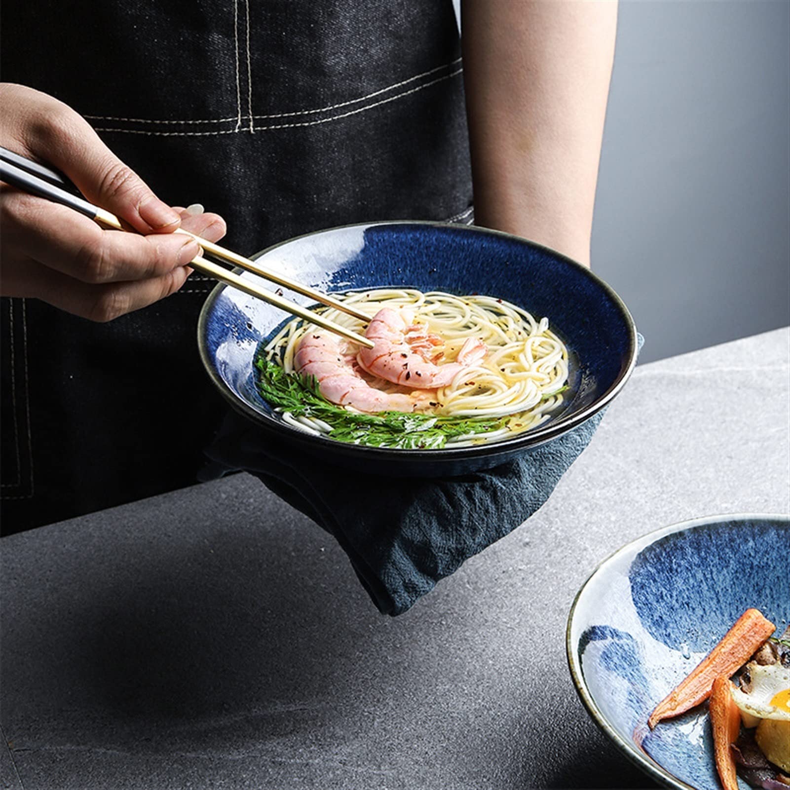 Sopa Postre Tazón de Cereal Ramen, Tazón de Cerámica Ramen, Dos Tamaños, Pho, Fideos, Ramen, Ensalada Y Sopa Ideas de Regalos para Hombres Y Mujeres/Starry /7.7In