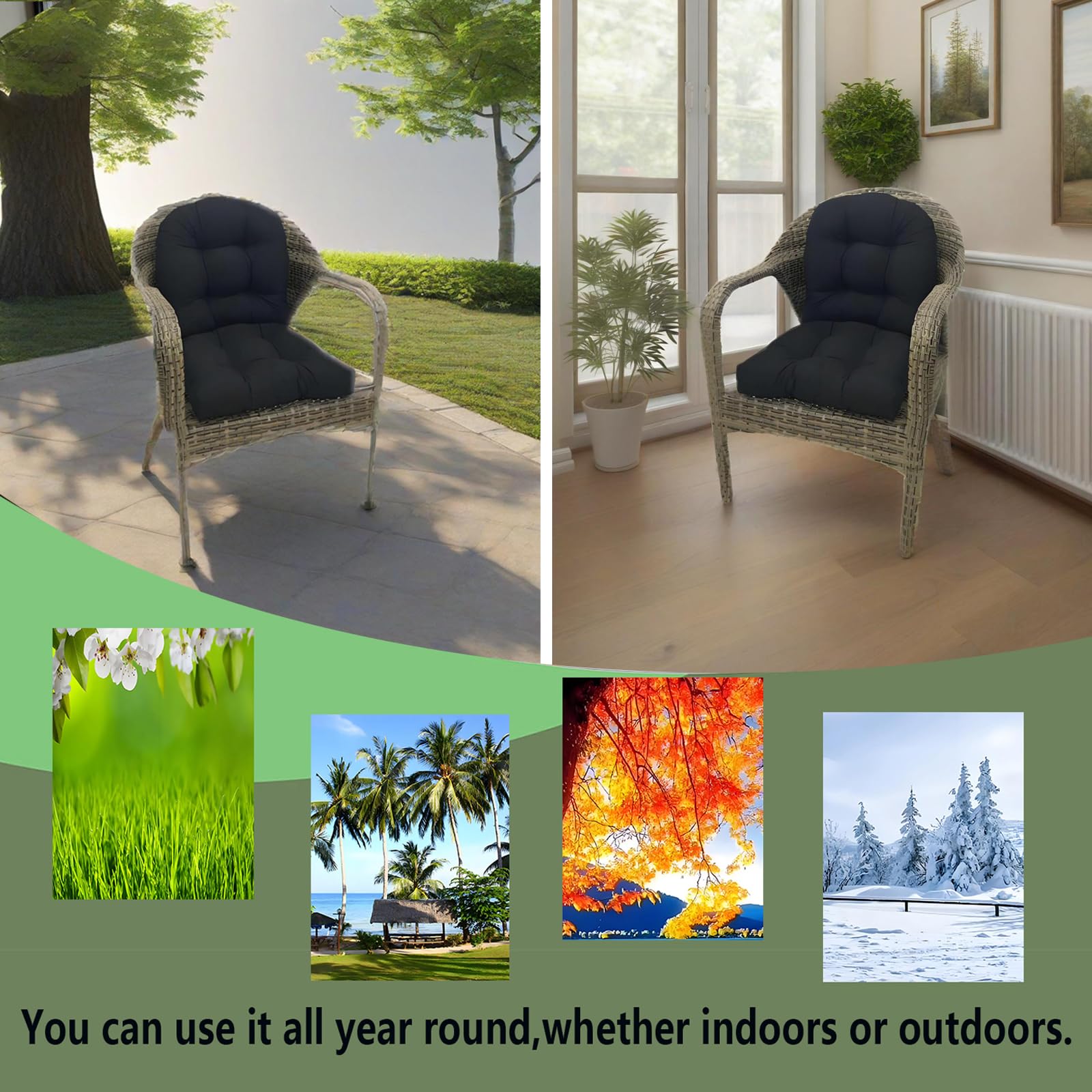 Outdoor Stuhlkissen 2er Set Wasserdicht 19x19 Ersatzkissen für Korbstühle 4 Dicke U S Garten Sofa Sitzpolster Tisch Terrasse Kissen