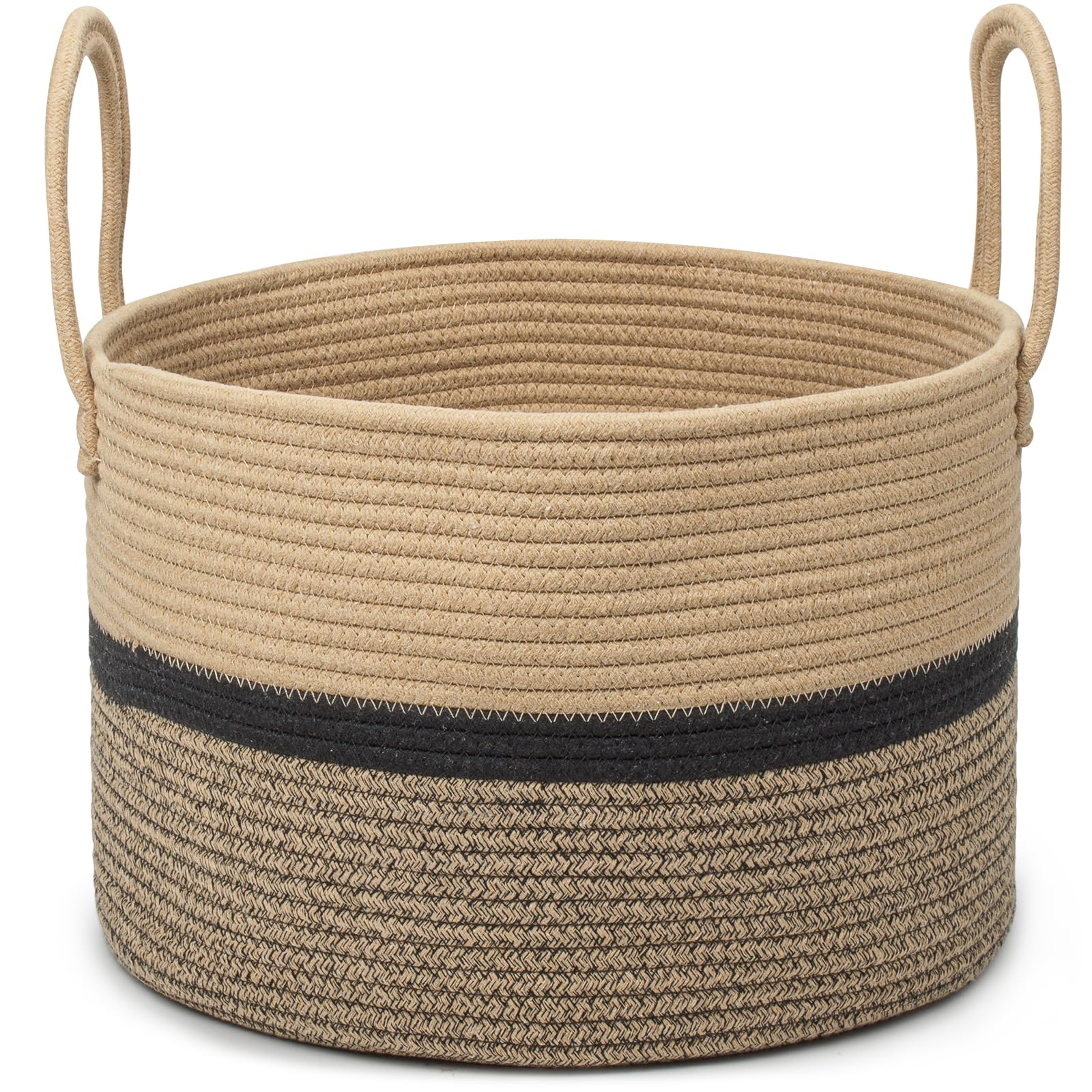 Cestas de Lavandería Tejidas 32L Almacenamiento Canasta Φ40 x H25 CM Cesta para la Ropa Sucia con Asa