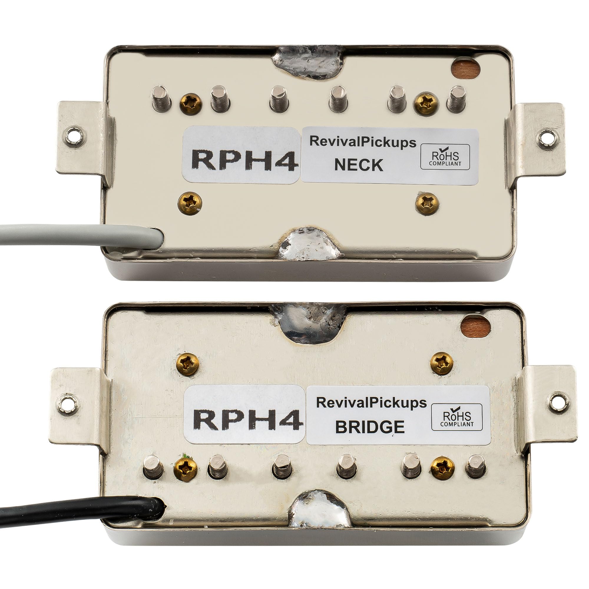 The Revival Pickups RPH4 Alnico IV Pastillas Humbucker Mástil Puente Pickups Set para Guitarra Eléctrica, Nickel