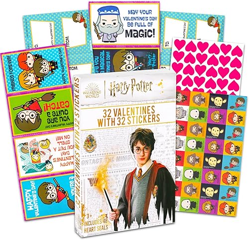 Miniatura 1 de Harry Potter Tarjetas de San Valentín para niños  32 tarjetas de Harry Potter para el día de San Valentín con calcomanías para niños y niñas  Harry