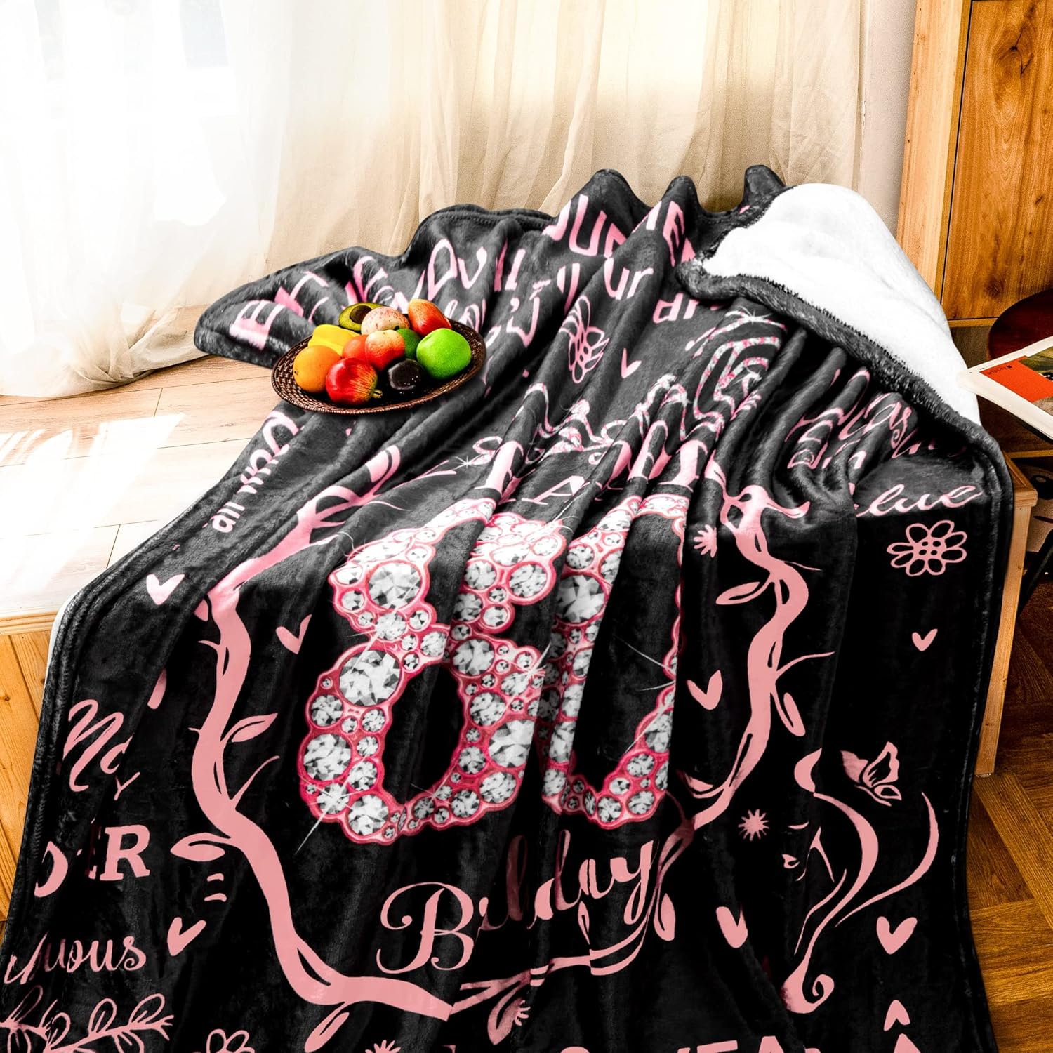 80th Birthday Gifts for Women - 80 Year Old Gifts for Grandma Nana Wife Mom - Soft Flannel Fleece Throw Blanket for Bed Sofa