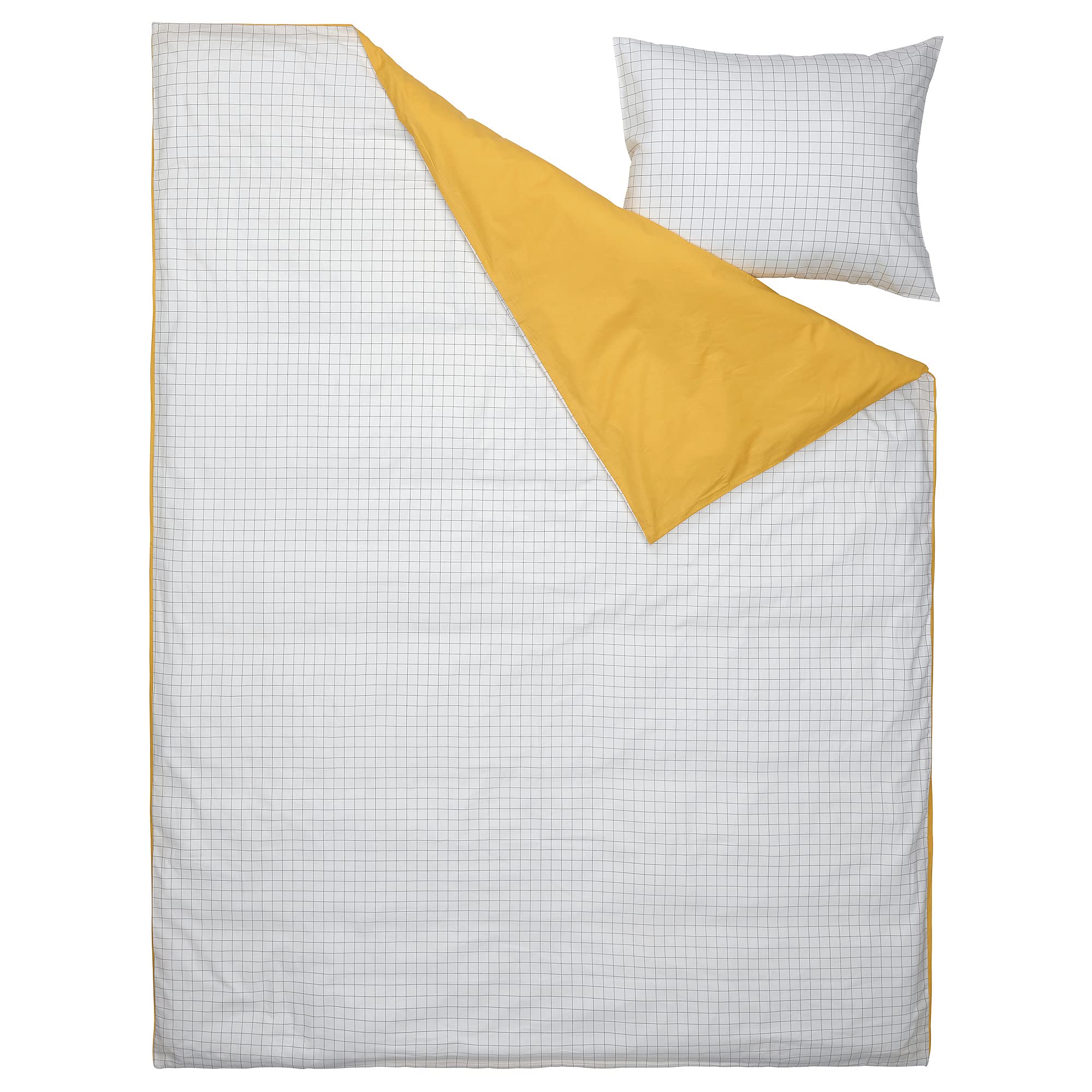 IKEA VÄNKRETS Bettbezug und Kissenbezug, 150x200/50x60 cm, Karomuster, Weiß/Gelb Küche, Haushalt & Wohnen