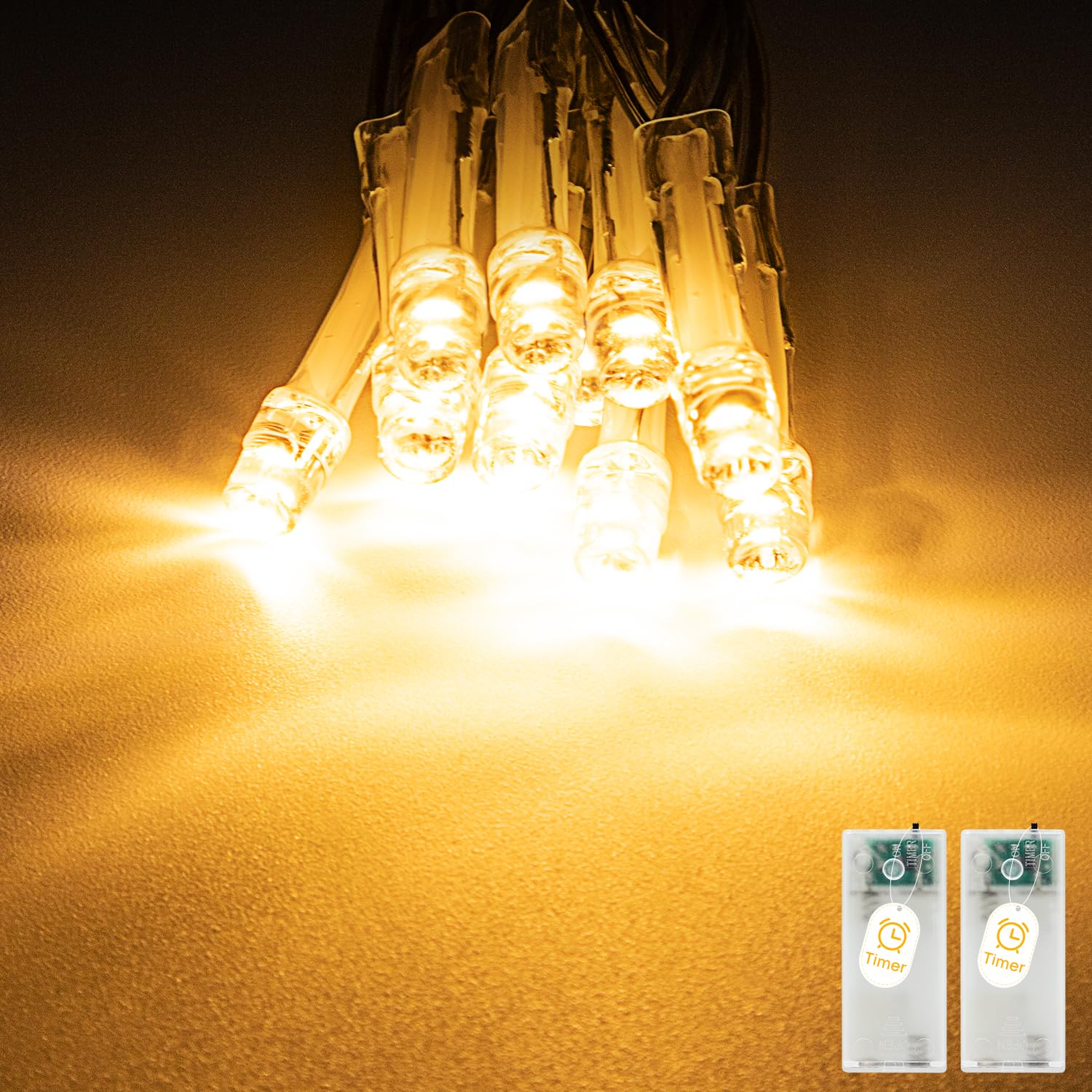 LED Lichterkette Batterie-10 LED Lichterkette mit Timer, Warmweiß Lichterketten für Innen, Weihnachten, Schlafzimmer, Party, Hochzeit (2 Stück)