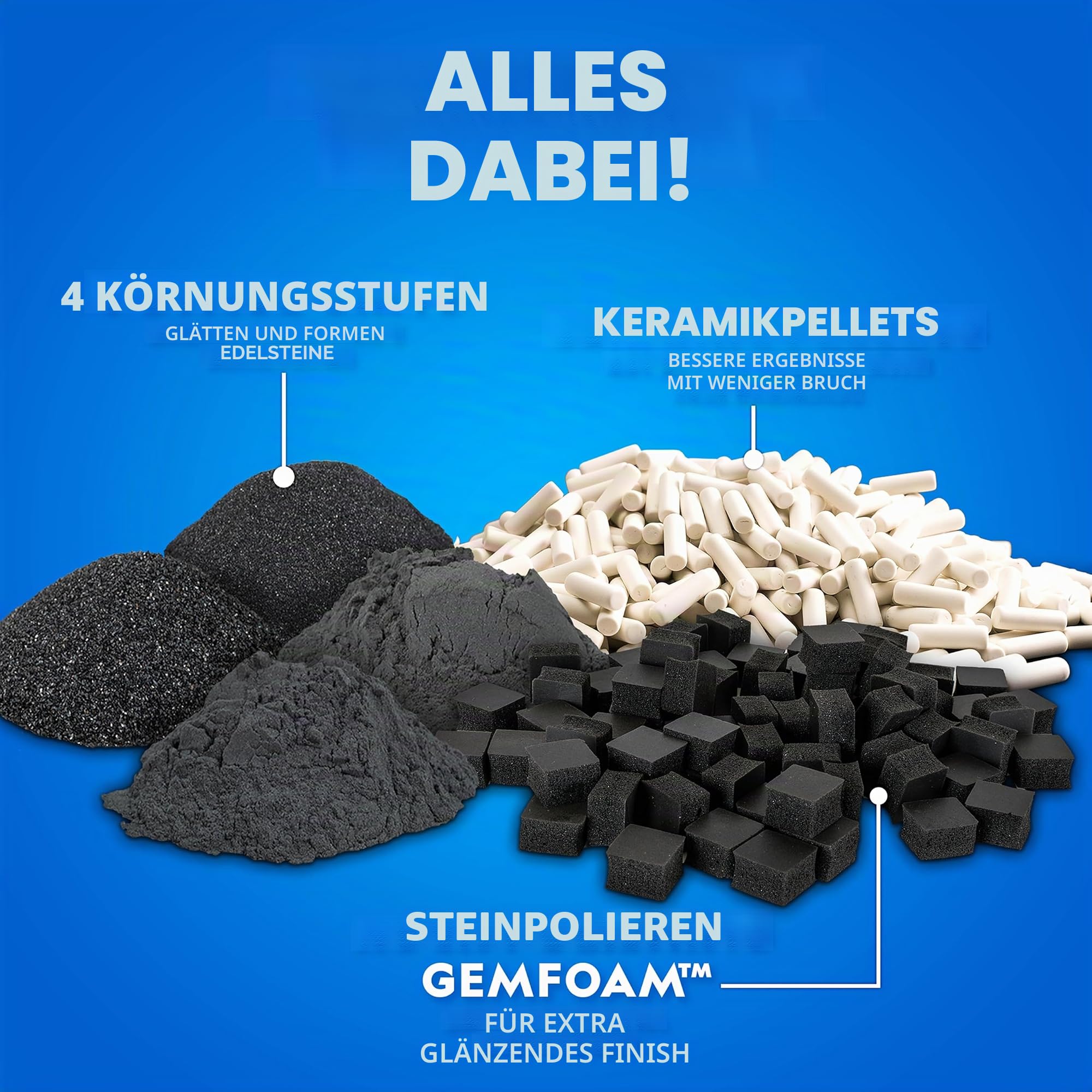 NATIONAL Geographic Rock Tumbler Media – Das ultimative Rock Polierzubehör Kit, 4 Stage Bulk Rock Tumbler Grit 0,7 kg Keramik Pellets GemFoam Polieren Tumbling Media