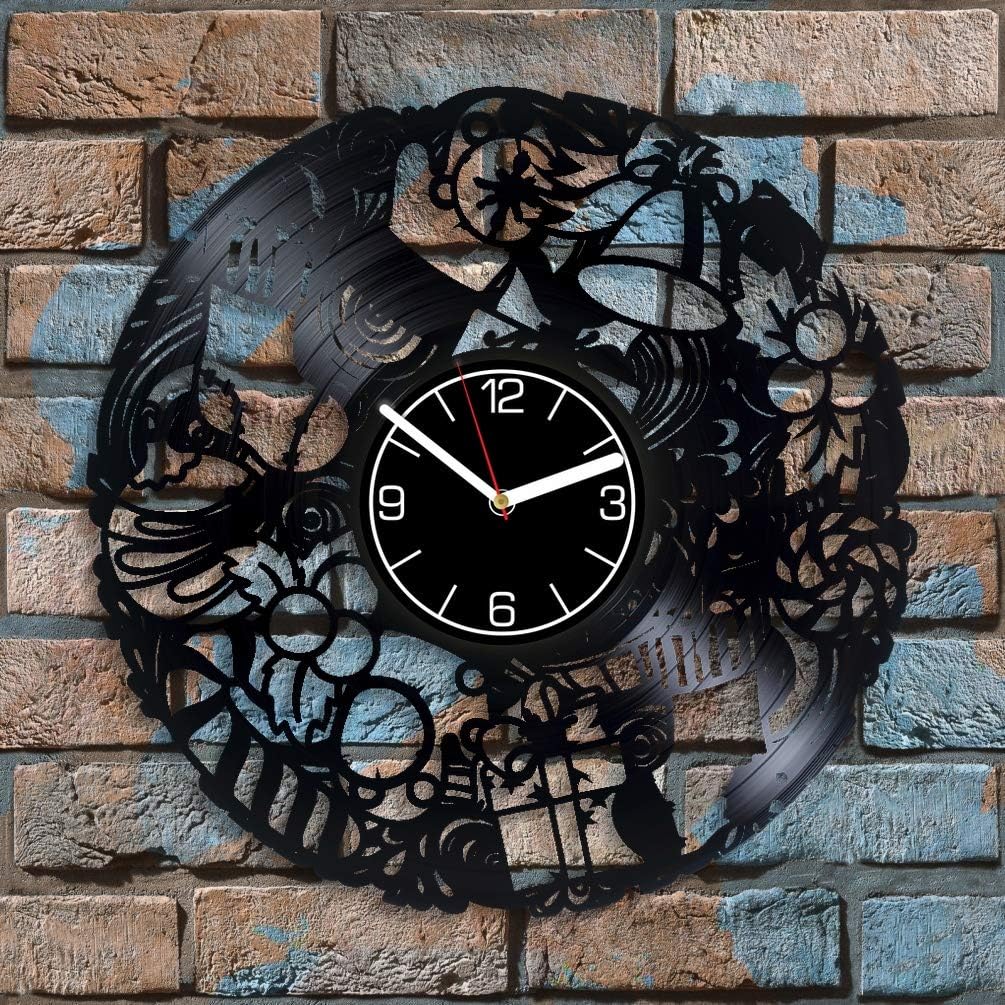 Holiday Home Decoration New Year Vinyl Clock Presents Wall Art Holiday Clock New Year Wall Clock Exclusive Presents Gift Vintage Clock 12 inch Wall Clock Holiday Vinyl Record Wall Clock