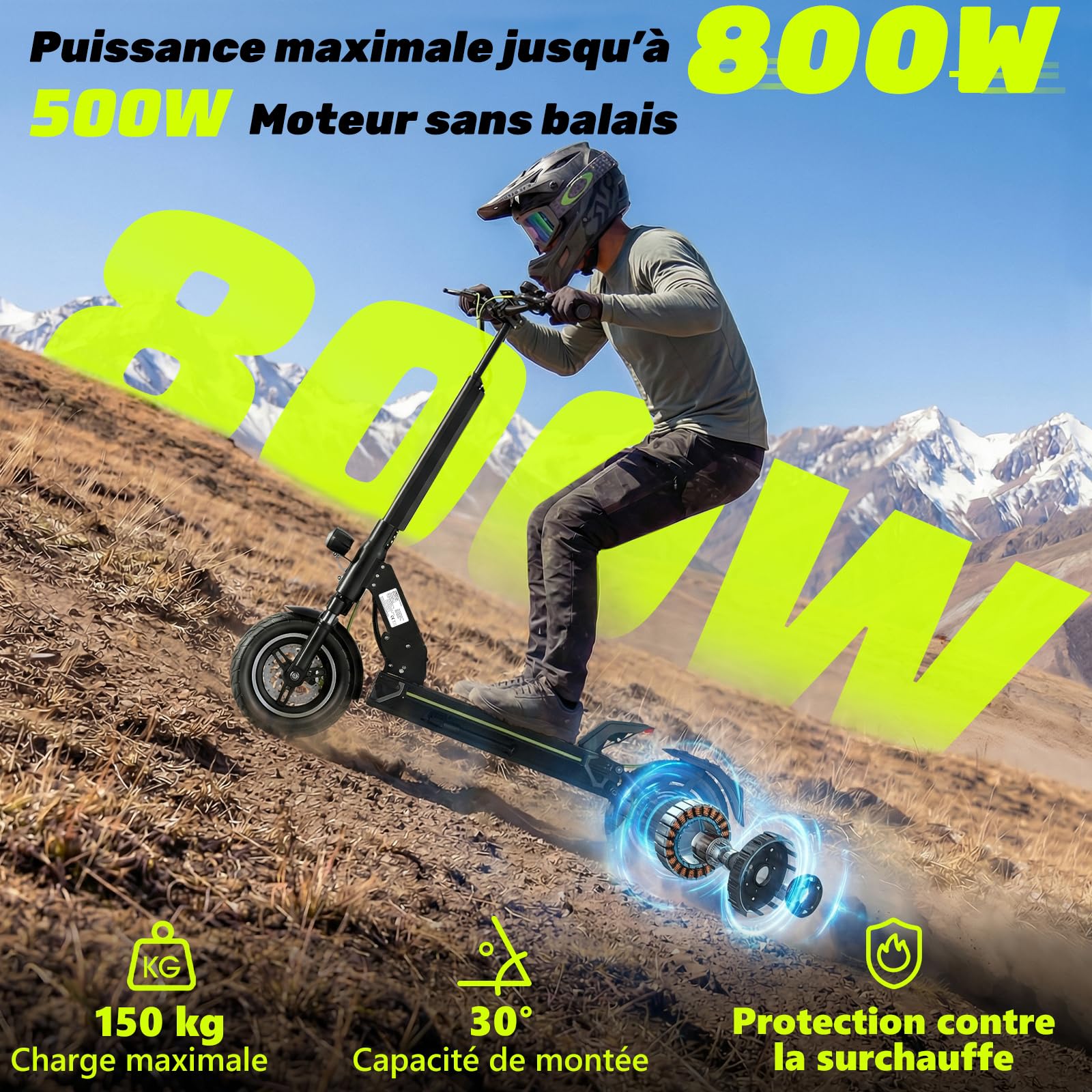 Trottinette Électrique Adulte Tout Terrain, Batterie 48V 18,2Ah Moteur 1000W*2, Puissante Pliable Grande Autonomie Double Suspension Antivol Ultra Légère avec Application, Scooter Electrique Adulte