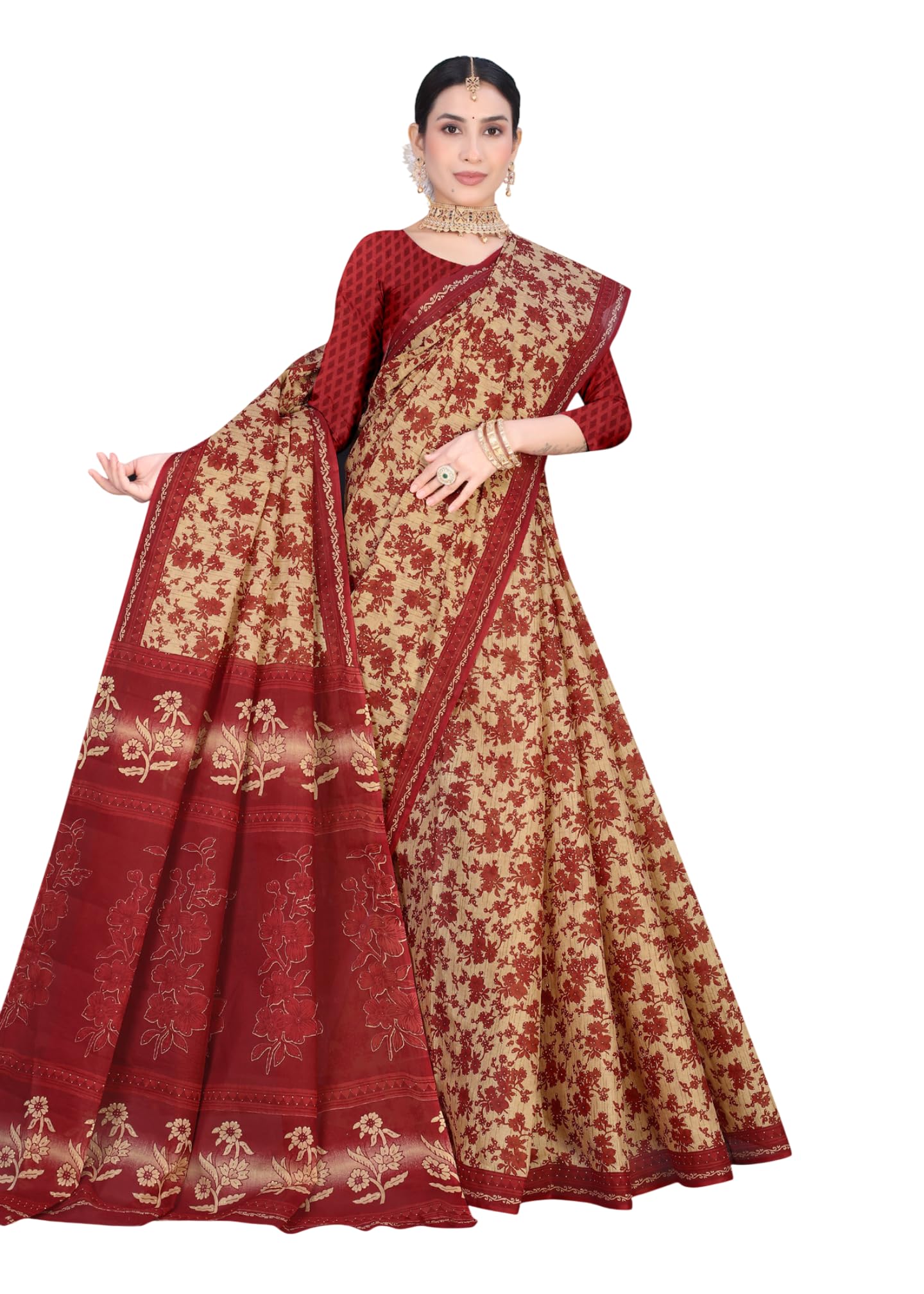 Experience the lightweight comfort of pure mulmul (Stiff) cotton saree with this beautifully printed saree, perfect for warm days and festive gatherings.-picture-28