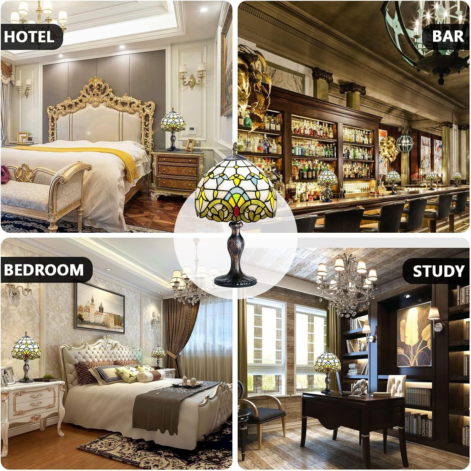 Tiffany Style lampa stołowa, lampka nocna vintage lampa biurkowa antyczna sztuka rękodzieło prezenty dla miłośników dzieci salon sypialnia studio regał na książki biurko światło