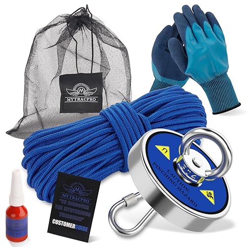 Kit de pesca con imán, imanes de pesca de 600 libras con cuerda de nailon de 65 pies, imán de neodimio de una sola cara para recuperar en Rive