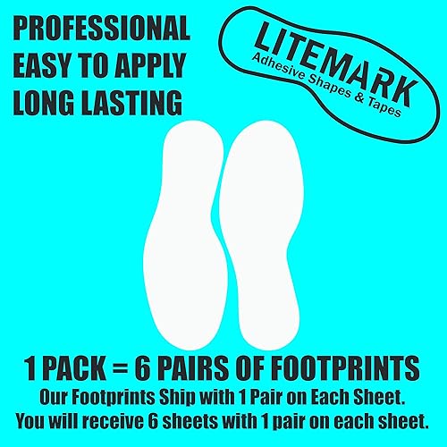 Miniatura 3 de LiteMark Calcomanías de vinilo para piso, calcomanías de línea para suelo de aula, oficinas, bailes, eventos, marcadores de puntos duraderos
