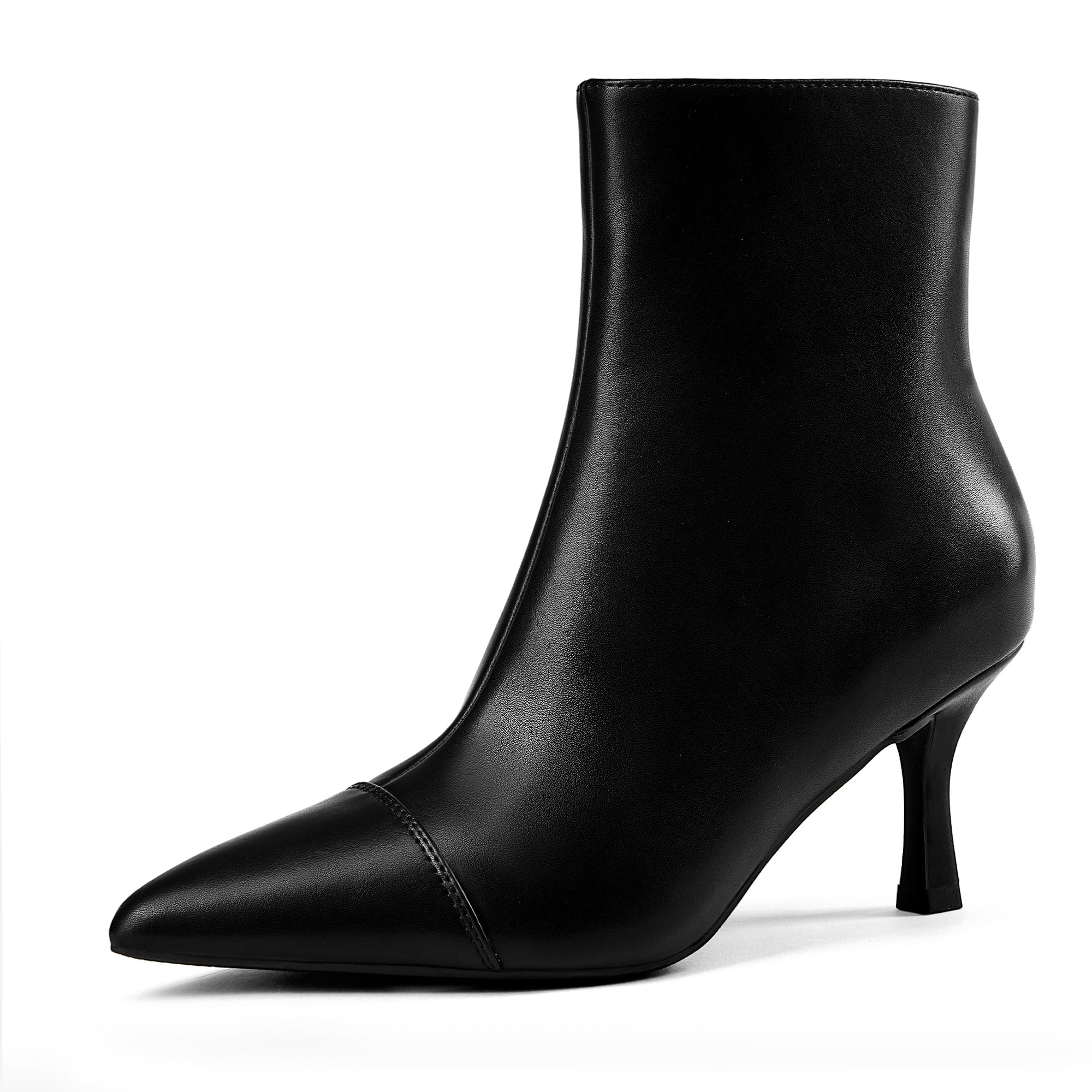 Elisabet Tang Ankle Boots Booties for Women Pointed Toe 3 Inches Heel Dress Comfy with Side Zipper Mide