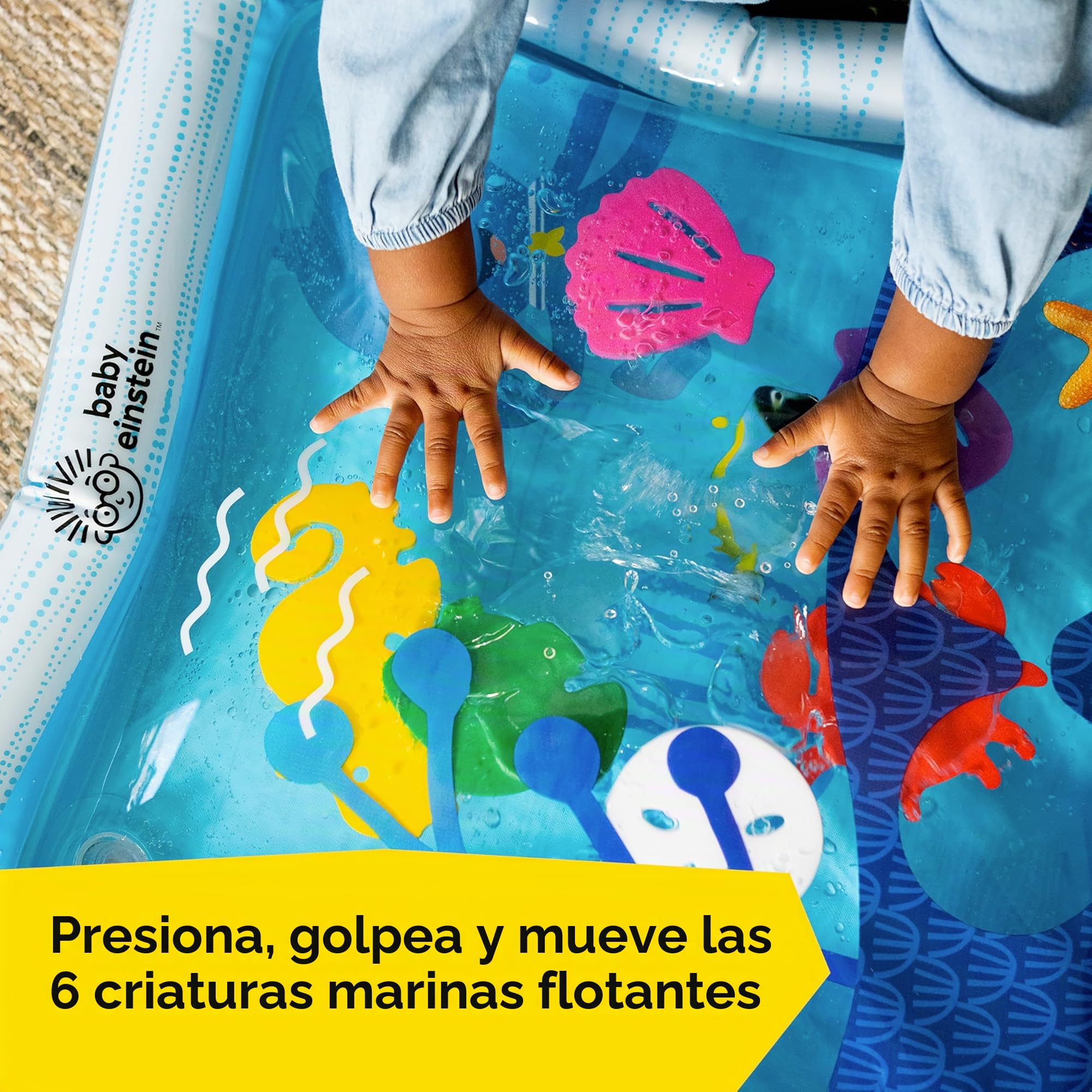Baby Einstein, Alfombra de Juegos Inflable con Agua Ocean of Discovery, Gimnasio de Actividades con 6 animales flotantes, exploración sensorial, fácil de limpiar, 6 meses, 1 Stück (1er Pack)