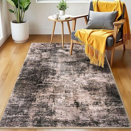 Miniatura 660 de IOHOUZE Alfombra pequeña abstracta de 2 x 3 pies, alfombra de entrada lavable para entrada interior, alfombras con respaldo de goma, alfombra gris