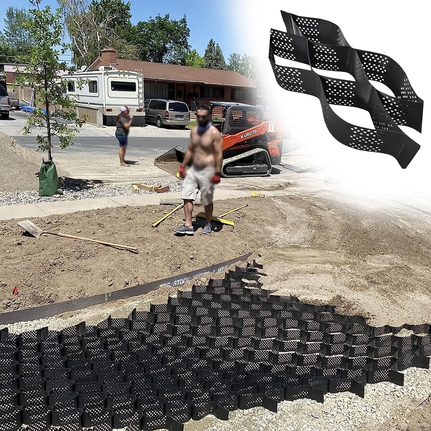 Grilles d'allée de pavés en nid d'abeille de 10m x 6m pour stabiliser le gravier du jardin familial