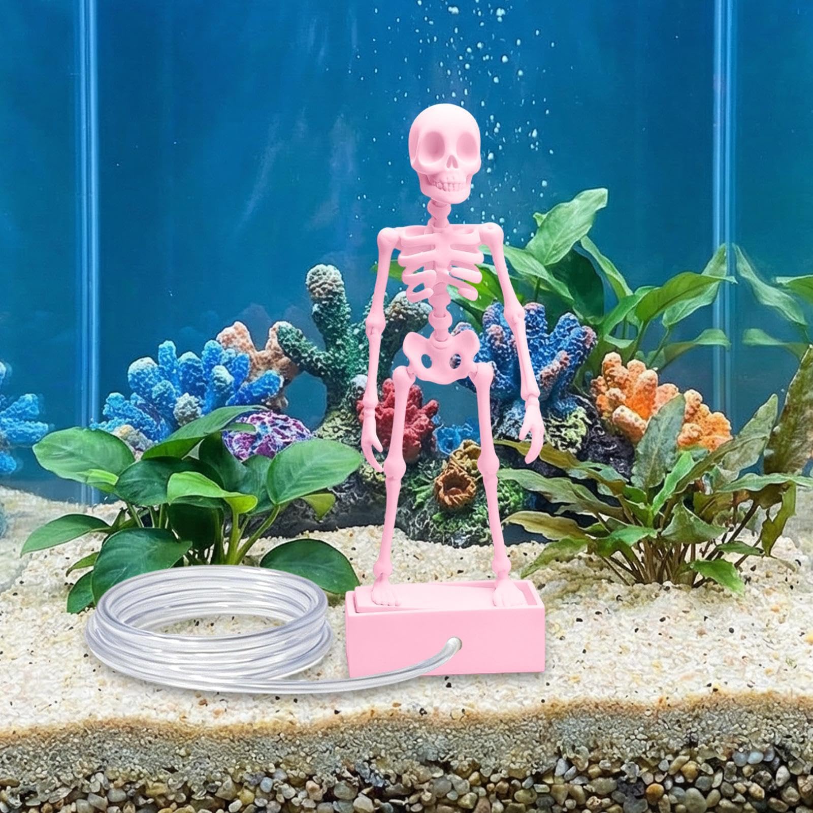 Dancing Skeleton Aquarium Bubbler Decorations With Air Hose