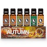 Autumn Set of 6 Premium Fragrance Oils - Includes Sexy Cinnamon Clove, Salted Caramel Pumpkin, Spiced Caramel Pear, Tobacco Vanilla, Pine, and Caramel Scented Oils - 10ML