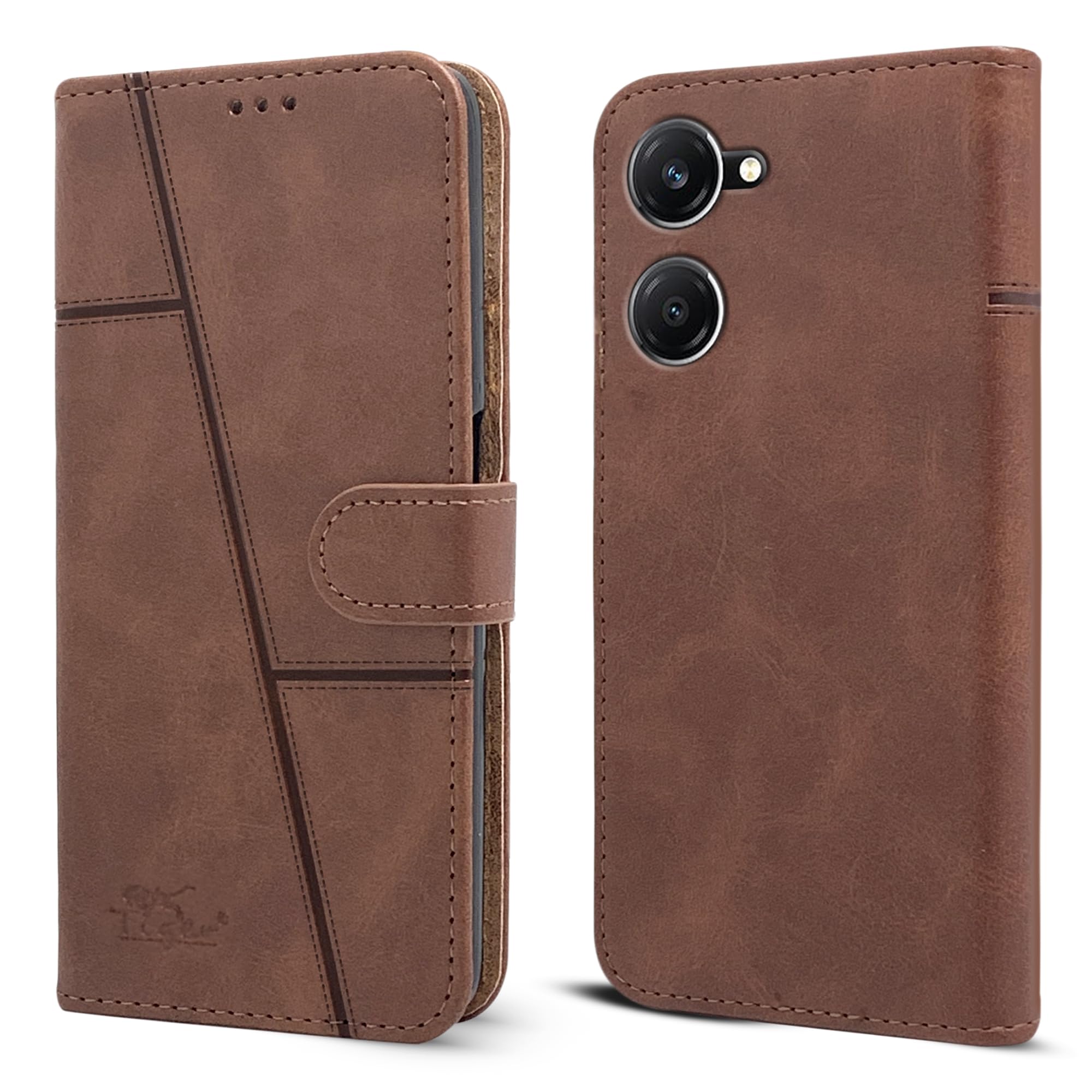Jkobi Flip Cover Case for Vivo T3 Lite 5G | Vivo Y28s 5G (Stitched Leather with Magnetic Closure | Brown) (B0D9CTVYJS) Amazon Price History, Amazon Price Tracker