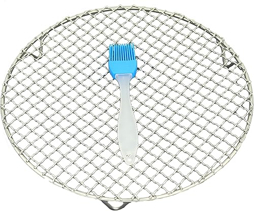 Miniatura 9 de Rejilla de refrigeración redonda de acero inoxidable con alambre cruzado para parrilla con 3 patas para cocinar hornear al vapor (13.7 pulgadas)