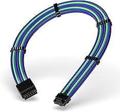 EZDIY-FAB 16pin (12+4) 12VHPWR PCIe 5.0 GPU Power Sleeved Cable Extension, Male to Female, Compatible with RTX 5080, 5070,…