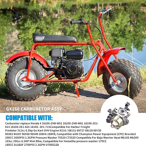 Miniatura 6 de JINGKE Conjunto de carburador GX160 para Honda GX140 GX160 GX200 5.5HP 6.5HP 196cc WP20 EG1400 EZ2500 Harbor Freight Predator 212cc Go Kart OHV R210