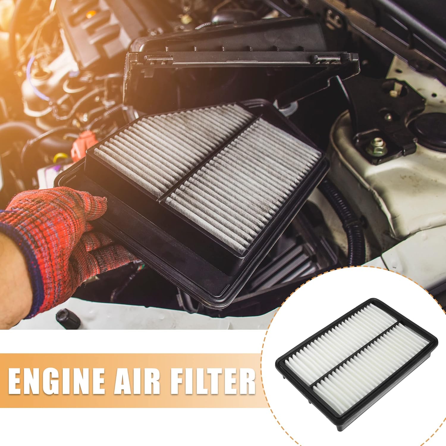 X AUTOHAUX Car Engine Air Filter 28113-08000 Replacement for Kia Sportage 2005-2010